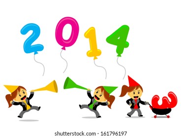 Illustration vector graphic cartoon character new year themes 