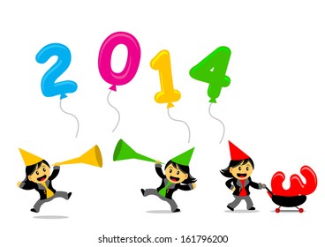 Illustration vector graphic cartoon character new year themes 