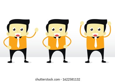 Illustration Vector Graphic Cartoon Character of Three Businessmans Stands to Greet Clients