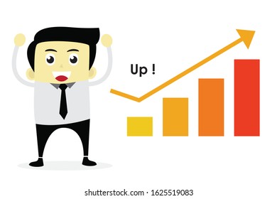 illustration vector graphic of cartoon character businessman when a company achieves success