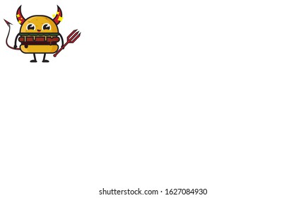 Illustration vector graphic cartoon character of evil burger mascot with blank space background. perfect for fast food restaurant, etc. 