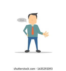 Illustration vector graphic cartoon character of businessman showing palm and asking