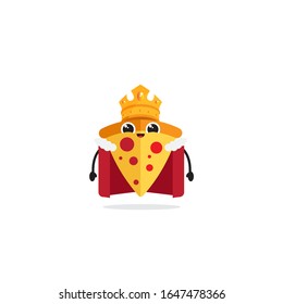 Illustration vector graphic cartoon character of happy pizza king. perfect for fast food restaurant, etc.