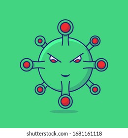Illustration vector graphic cartoon character of corona virus. Good to use as health care and medical graphic asset. Suitable for Web Landing Page, Banner, Sticker, Background.