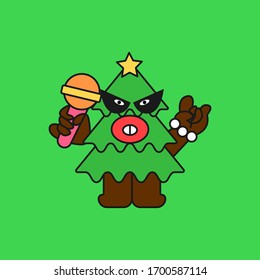 Illustration vector graphic of a cartoon character for tree holding a microphone
good for business logo karaoke, book wallpaper.