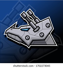 Illustration Vektorillustration Grafik-Cartoon-Charakter von Roboter Triceratops im Design des Begleitlogos.