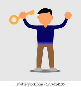 Illustration vector graphic cartoon character of young success