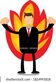 Illustration vector graphic cartoon character of confident and passionate businessman