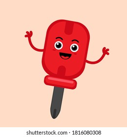 Illustration vector graphic cartoon character of cute screwdriver. Suitable for children book illustration.