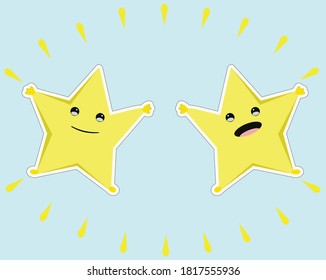 Ilustración vectorial caricatura gráfica personaje de sonrisa y feliz estrella linda 