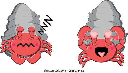 Illustration vector graphic cartoon character of red hermit crab.Colorful design for kids activity book, coloring page, colouring picture. Vector illustration for children.