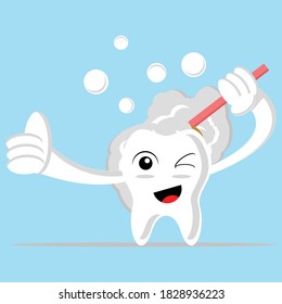 Ilustración vector gráfico caricatura de los dientes cepillarse para mantenerlo limpio