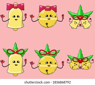  Illustration vector graphic cartoon character yellow bell for christmas.