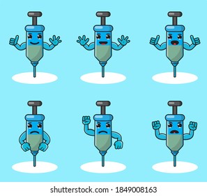 Illustration vector graphic cartoon character Vaccine emotion set.