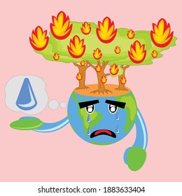 Illustration vector graphic cartoon character of save earth from forest fire