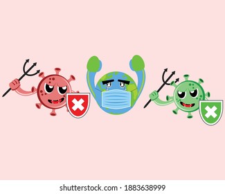 Illustration vector graphic cartoon character of virus epidemic attack earth