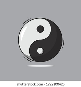 Illustration Vector Graphic Cartoon Character of Yin and Yang with The Shadow