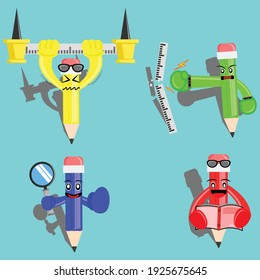 Illustration vector graphic cartoon character of action of pencils