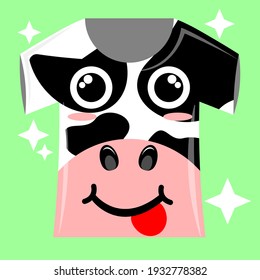 Illustration vector graphic cartoon character of cow patterned t-shirt