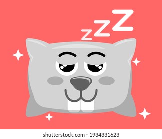 Ilustración vectorial caricatura gráfica de carácter de almohada con motivos de conejo. El bonito patrón de conejo es perfecto para las almohadas de los niños