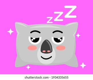 Ilustración vectorial caricatura gráfica del personaje de la almohada con estampado koala. El bonito modelo de koala es perfecto para las almohadas de los niños