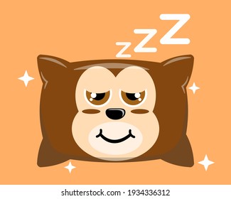 Illustration vector graphic cartoon character of monkey patterned pillow. The cute monkey pattern is perfect for children's pillows