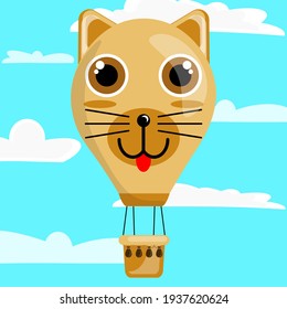 Illustration vector graphic cartoon character of brown dog patterned air balloon. Suitable for the design of children's hot air balloon toys