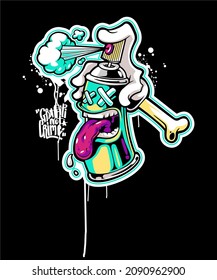 illustration vector graphic of cartoon character monster spray graffiti