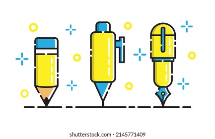 Illustration vector graphic cartoon character of cute pen. Suitable for children product and education content.