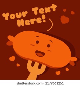 Illustration vector graphic cartoon character of cute sausage and fork in kawaii doodle style. Suitable for culinary mascot.
