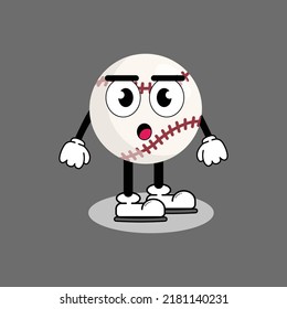 Illustration, Vektorgrafik-Cartoon Charakter von süßen Maskottbaseball mit Pose. Geeignet für Kinder Buchgrafik.