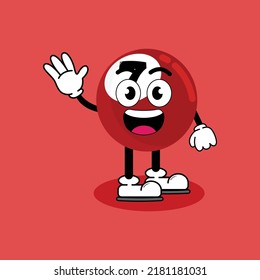 Ilustración vector gráfico personaje de caricatura de la linda mascota Billiard Red 7 con pose. Ilustración de libros para niños.