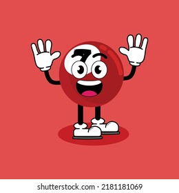 Ilustración vector gráfico personaje de caricatura de la linda mascota Billiard Red 7 con pose. Ilustración de libros para niños.