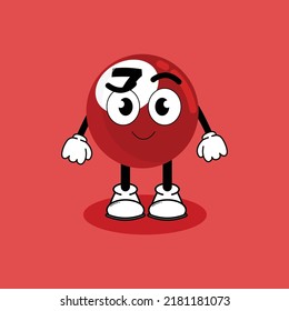 Illustration vector graphic cartoon character of cute mascot Billiard Red 7 with pose. Suitable for children book illustration.