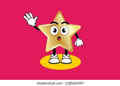 Illustration vector graphic cartoon character of cute mascot golden star with pose. Suitable for children book illustration and element design flyer,poster.