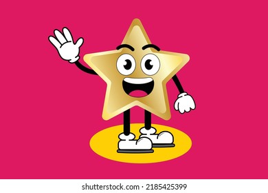 Illustration vector graphic cartoon character of cute mascot golden star with pose. Suitable for children book illustration and element design flyer,poster.