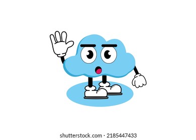 Illustration vector graphic cartoon character of cute mascot cloud with pose. Suitable for children book illustration and element design.