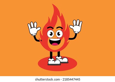 Illustration vector graphic cartoon character of cute mascot fire with pose. Suitable for children book illustration and element design.