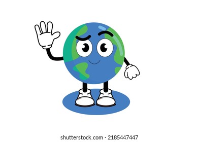 Illustration vector graphic cartoon character of cute mascot earth with pose. Suitable for children book illustration and element design.