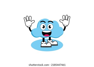 Illustration vector graphic cartoon character of cute mascot cloud with pose. Suitable for children book illustration and element design.