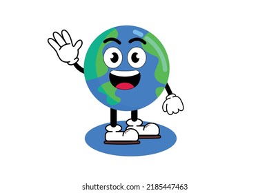 Illustration vector graphic cartoon character of cute mascot earth with pose. Suitable for children book illustration and element design.