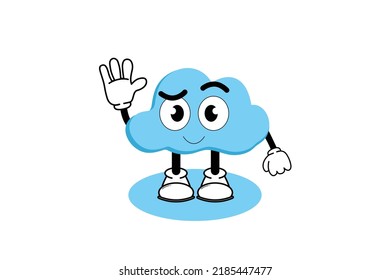 Illustration vector graphic cartoon character of cute mascot cloud with pose. Suitable for children book illustration and element design.