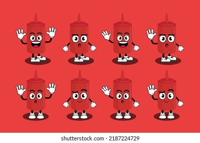 Illustration vector graphic cartoon character of Cute mascot sauce bottle with pose. Suitable for children book illustration and element design.