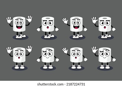 Illustration vector graphic cartoon character of Cute mascot toilet tissue with pose. Suitable for children book illustration and element design.