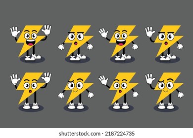 Illustration vector graphic cartoon character of Cute mascot thunder with pose. Suitable for children book illustration and element design.