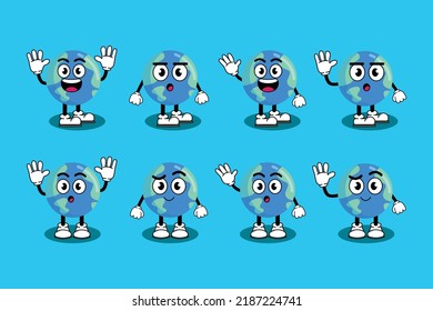 Illustration vector graphic cartoon character of Cute mascot earth with pose. Suitable for children book illustration and element design.