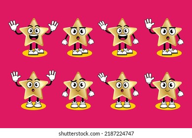 Illustration vector graphic cartoon character of Cute mascot golden star with pose. Suitable for children book illustration and element design.
