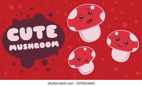 Illustration vector graphic cartoon character of cute mushroom character in kawaii doodle art style. Suitable for food and drink mascot, etc.