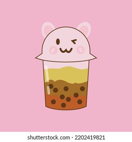 Illustration vector graphic cartoon character of Milk tea with Bubble. Suitable for food and drink content.