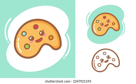 Illustration vector graphic cartoon character of cute Art Palette in Doodle Kawaii line art style. Suitable for children book, t-shirt, apparel and other children